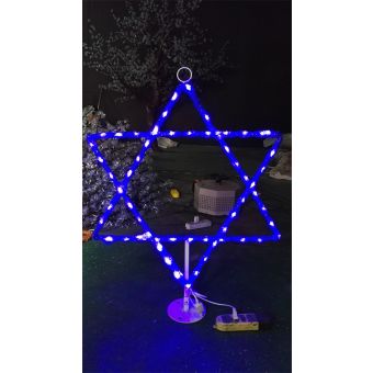 Chanukah Blue Outdoor Magen Dovid Star of David Light Up Display - 2.5 Feet