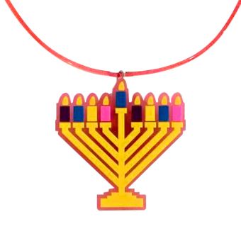 Colorful Flashing LED Light Up Menorah Necklace