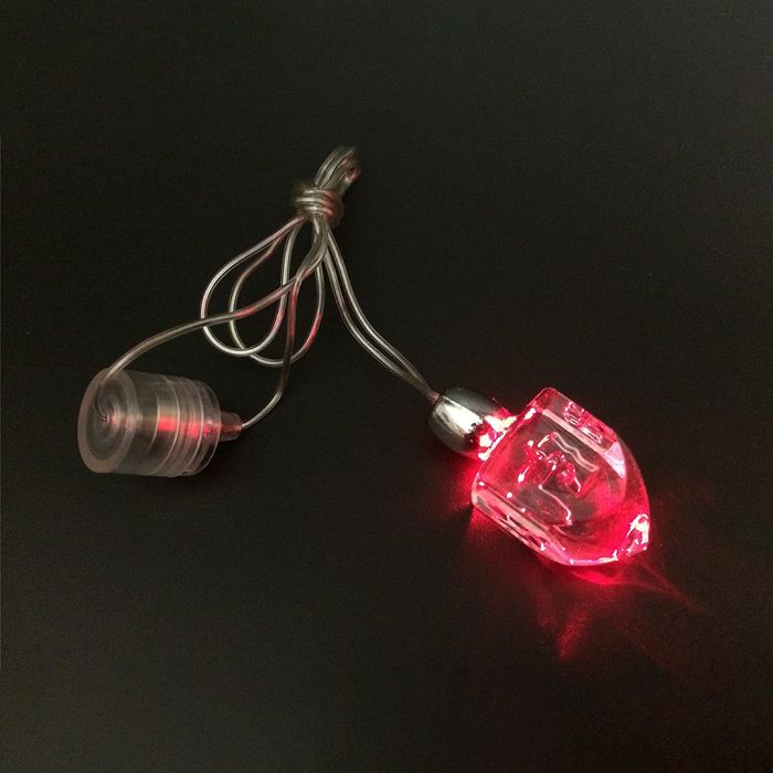 LED Light-Up Chanukah Dreidel Necklace in red
