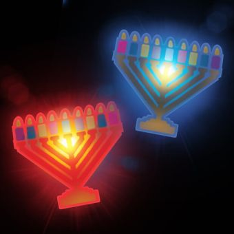 Colorful Flashing LED Light Up Menorah Ring glowing